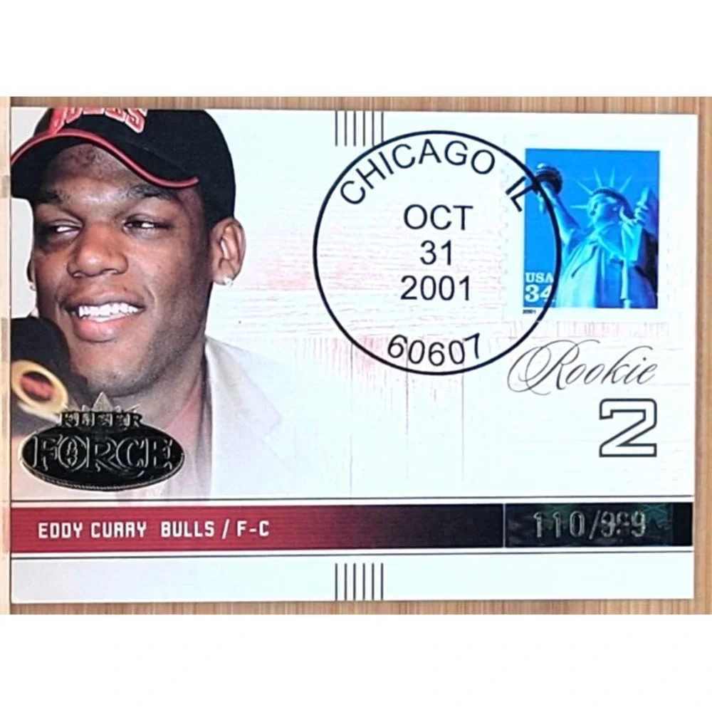 2001-02 FLEER FORCE EDDY CURRY‎ ROOKIE POSTMARK  #D/999 BULLS NBA